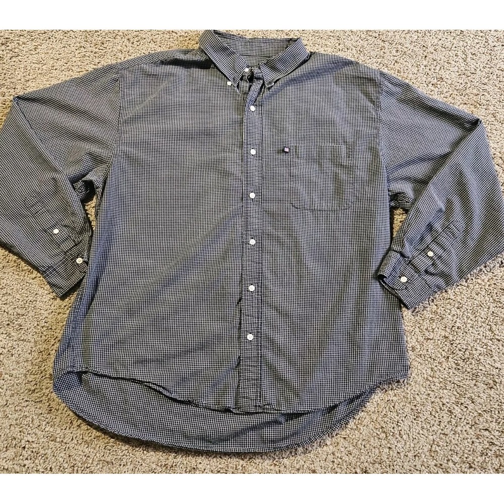Ralph Lauren Short Mens XL 100% Cotton Stretch Plaid Long Sleeve Blue USA